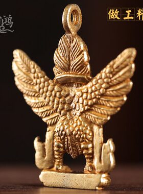 憬鸿尼泊尔手工艺黄铜实心护法金翅大鹏鸟降魔杵吊坠挂件西藏个性