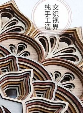 新中式创意抽象花朵民族风壁饰东南亚立体墙面装饰画木质雕刻定制
