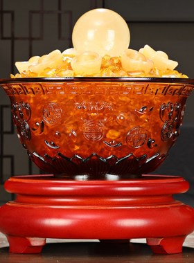 琉璃聚宝盆摆件招财聚财家居商务开业礼品办公室老板桌摆设工艺品