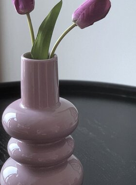 秘密卡车法式复古摆件异形粉紫色陶瓷花瓶民宿咖啡馆家居装饰品