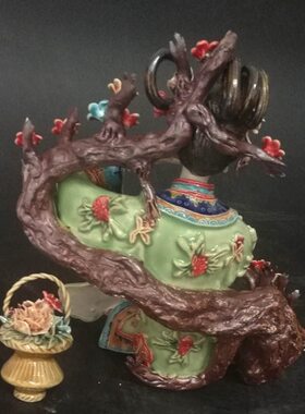 石湾公仔家居摆设艺术品创意陶瓷客厅中式摆件饰品仕女红楼梦妙玉