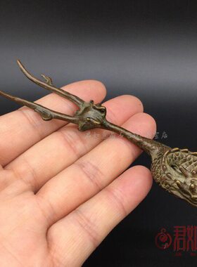 复古包浆实心铜盘龙壶插 生肖龙茶道茶艺盖插龙形铜器摆件茶宠