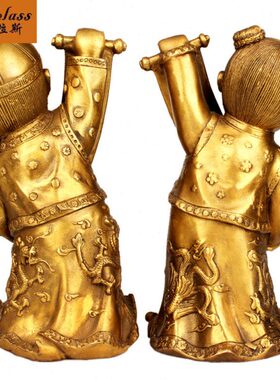 班德拉斯铜善财童子龙女金童玉女摆件家居新婚新房装饰工艺品摆件