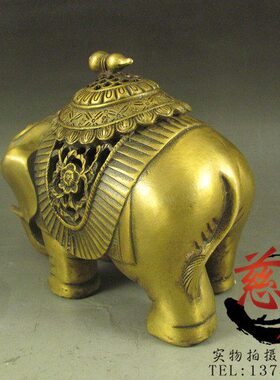 纯铜大象熏香炉摆件仿古檀香炉香工艺品
