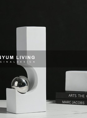 轻奢风珠联璧合书档简r约客厅样板房书房装饰金属几何桌面摆件