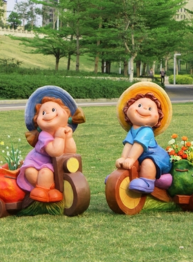 幼儿园花园摆g件户外玻璃钢雕塑卡通米老鼠花缸游乐商场装饰