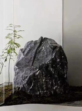 黑山石水钵流水异型加工定制日式枯山组合园林景观庭院假山石摆件