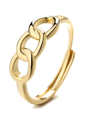 S925银 欧美几m何扭转拼接型戒指 is创意圆圈三环相扣开口指环女