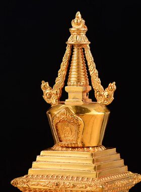 佛塔菩提塔西藏家用佛前用品现代摆件铜7寸噶当塔宝塔