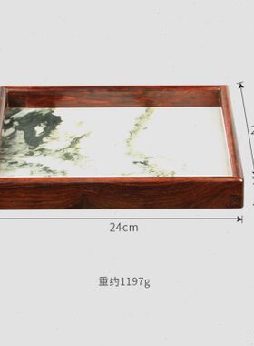大红酸枝云石开角方形托盘实木明式客厅桌面收纳送礼收藏托盘摆件