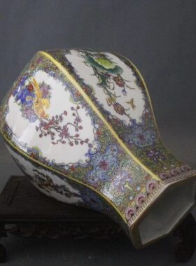 清代雍正粉彩花鸟摆件花瓶怀旧老物件仿古做旧家居装饰收藏古玩玉