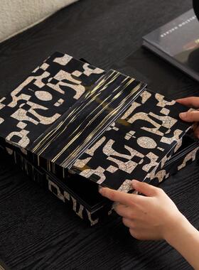 意式极简摆件暗夜拼图装饰盒纸巾盒氛围感装饰美容院酒店客厅