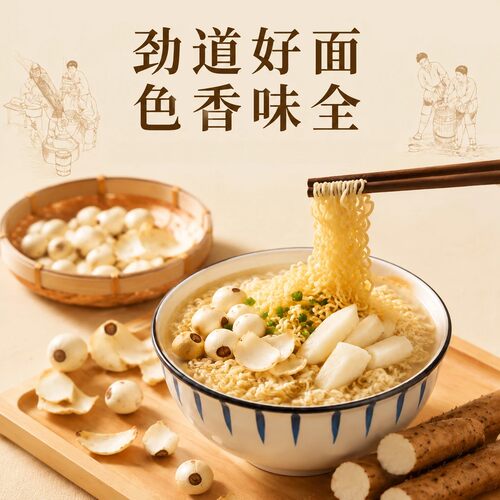 【39.9到手30袋】正宗莲子百合山药方便面非油炸早代餐独立包装-C - 图1