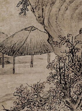 明 蓝瑛 仿赵雍溪山听泉图山水风景画国画高清微喷复刻挂轴装饰画