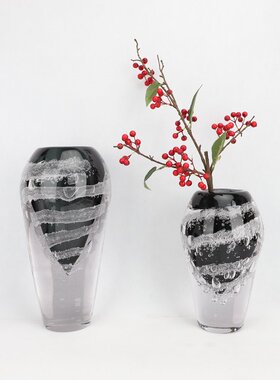 北欧现代轻奢透明气泡琉璃花瓶样板房家居客厅创意桌面装饰品摆件