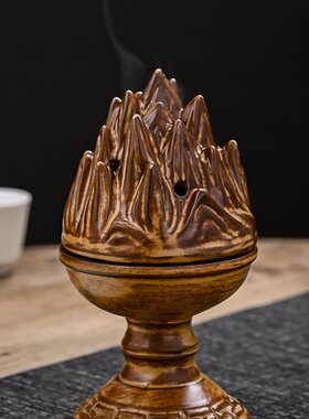 仿古汉代陶瓷博山炉香薰器盘香座禅意檀香礼中式家用茶室赠礼摆件
