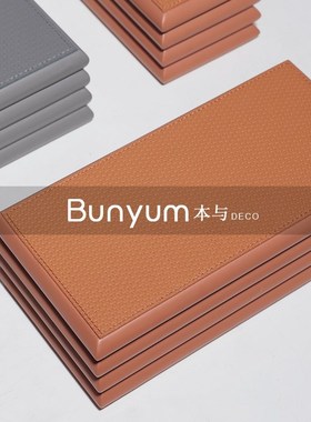 轻奢皮质收纳盒首饰盒r摆件样板间软装卧室衣帽间梳妆台摆设