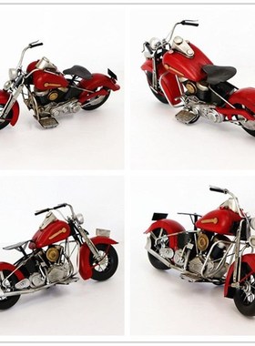 老式哈雷摩托车模型仿真铁摆件复古酒柜陈列摆设拍照道具软装饰品