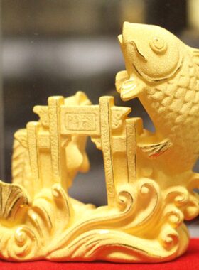绒沙金摆件乔迁开业生日商务礼品鱼跃龙门创意家居装饰品摆设金鱼