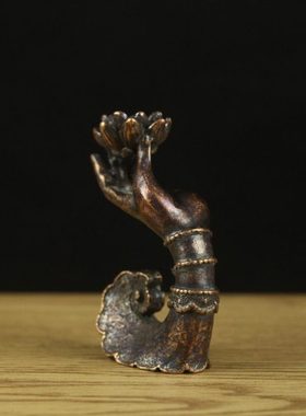 纯铜制品铜摆件佛手莲花倒流香办公室桌面茶台装饰倒流香插铜茶宠