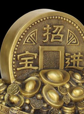 铜元宝摆件黄铜金元宝存钱罐客厅店铺开业聚宝盆铜器大号