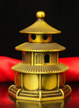 纯铜塔香炉铜塔炉室内组装纯铜塔炉创意天坛檀香炉寺庙铜塔香薰炉