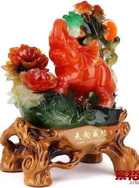 走向成功大象树脂工艺品摆件白菜大象中式家居客厅商务开业摆设