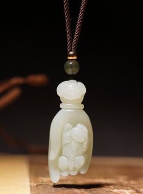 天然白玉貔貅伸手来财吊坠男女款玉坠招财纳福转运玉佩项链玉佩
