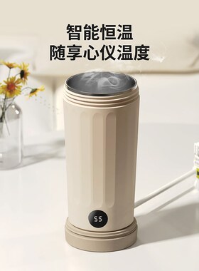 烧水杯电a加热水杯便携式恒温烧水壶小型炖煮养生杯电热保温