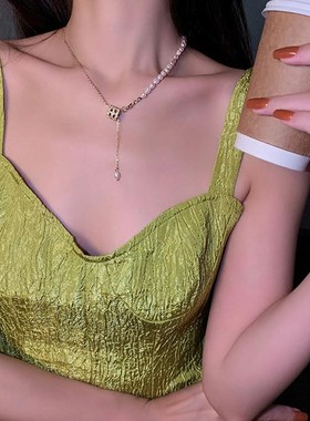 韩国小蛮腰珍珠链条拼接锁骨链女夏复古轻奢小众2021年新款设计感