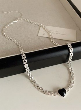 滴油爱心链条金属项链女小众设计复古个性简约百搭气质颈链锁骨链