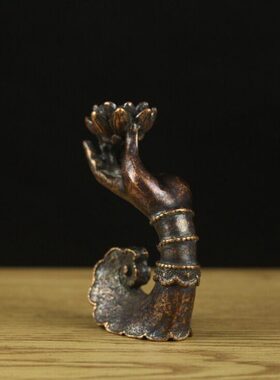 纯铜制品铜摆件佛手莲花倒流香办公室桌面茶台装饰倒流香插铜茶宠