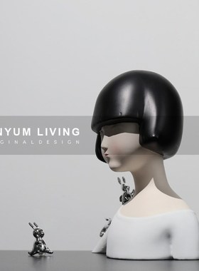 轻奢人物雕塑摆件客厅样板房A售楼处软装饰品桌面树脂工艺品