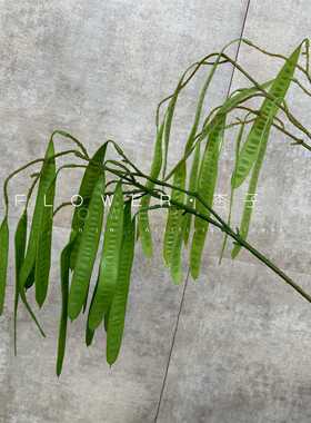 自然系软胶豆角仿真绿植婚礼造型扁豆花豌豆荚垂吊软装艺术摆放花