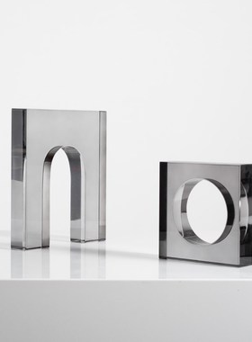 现代轻奢高级灰色几何水晶拱门摆件客厅茶几家居装饰品Y样板间软