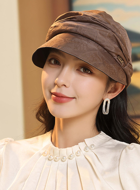 香云纱花萝帽子贵妇防晒遮阳帽