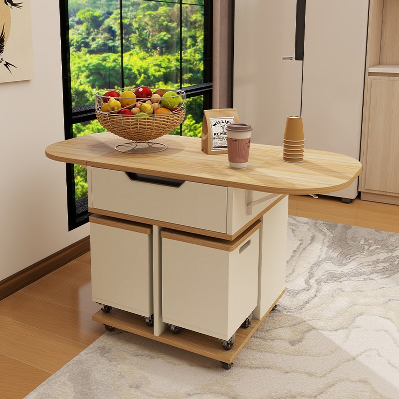 小户型折叠茶几带凳子组合多功能储物客厅家用可移动X实木餐桌定 - 图2