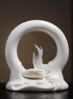 陶瓷车载禅意佛手摆件 和谐佛手创意个性车内仪表盘饰品家居工艺