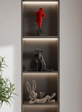 小众高级感软装搭配家居客厅电视柜壁龛书房办公室玻璃展示柜摆件