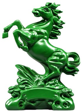 绿色木雕十二生肖马饰品实木马成功家居客厅办公室装饰开幕礼品工