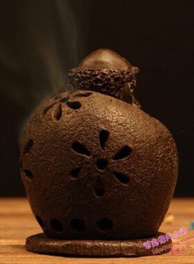 纯铜手工仿古实心紫铜茶宠小物件 达摩参禅倒流香 茶道小摆件