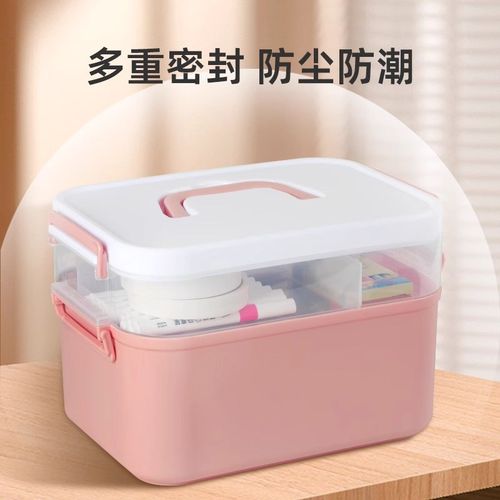 手提式家用医药箱画画颜料毛笔书法收透明画箱多功能三层加厚艺考 - 图1