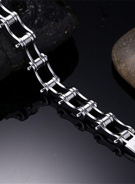 朋克嘻哈不锈钢单车手链男潮流饰品女钛钢机车男士链条粗厂家
