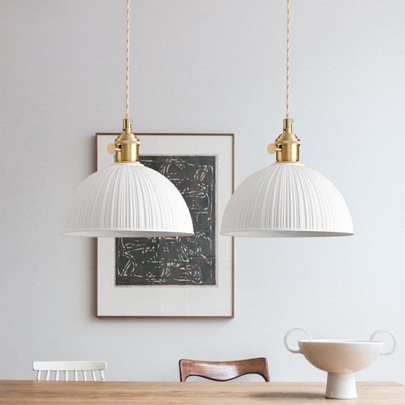 复古陶瓷半圆灯罩日式半透光创意个性民宿卧室床头灯吧台餐厅吊灯,淘宝优惠券,粉丝福利购,淘宝优惠卷
