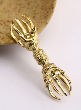 真寸唐密密宗M器器金刚股杵五法1黄铜言三吊坠杵3C精品股豆一股