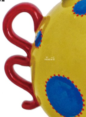 依依现代异形波点艺p术多巴胺色陶瓷花器民宿样板间创意摆件