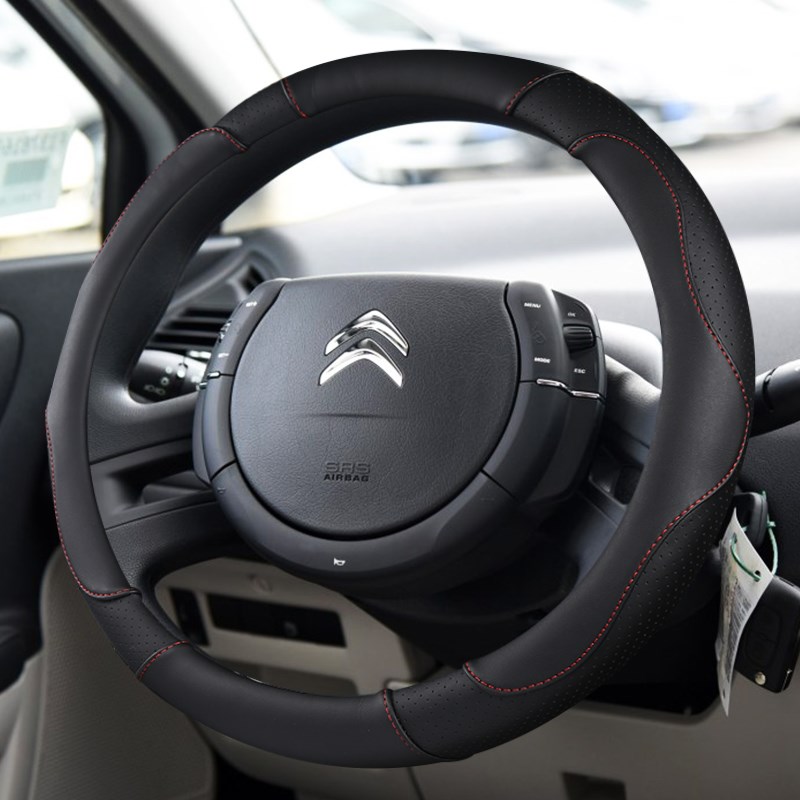 雪铁龙老款世嘉凯旋免手缝真皮方向盘套0C6/08/09/10/11款汽车把 - 图0