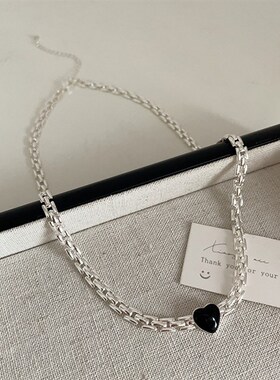 滴油爱心链条金属项链女小众设计复古个性简约百搭气质颈链锁骨链