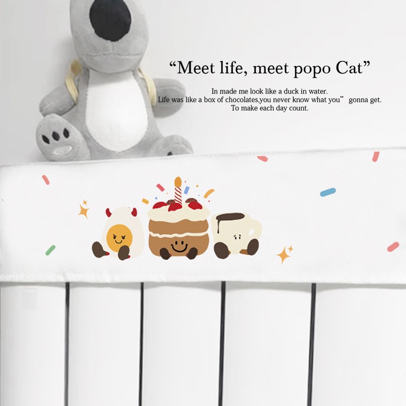 卡通家用暖气g片防尘罩老式取暖器美化遮挡布魔术贴暖气遮挡罩盖 - 图2