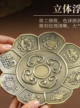 15cm贡盘香盘家用合金青古色z果盘吉祥财神观音供奉用品上供佛前